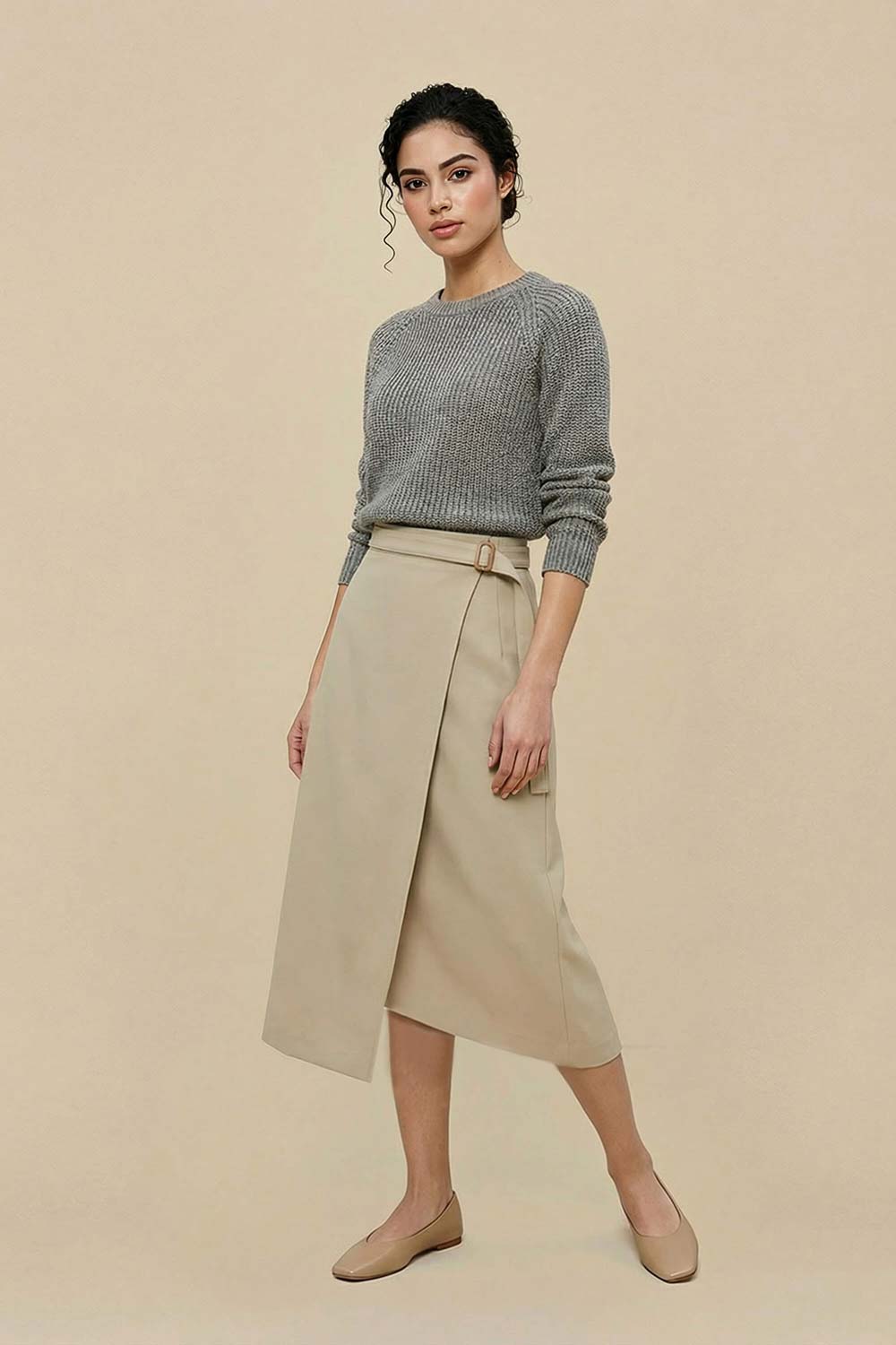 Wrap skirt with belt