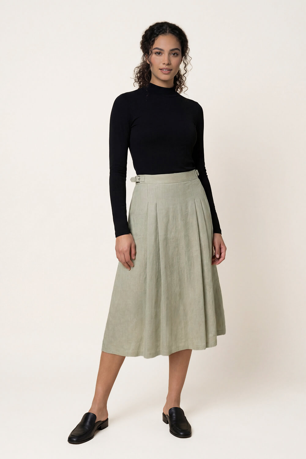 Pleated midi skirt